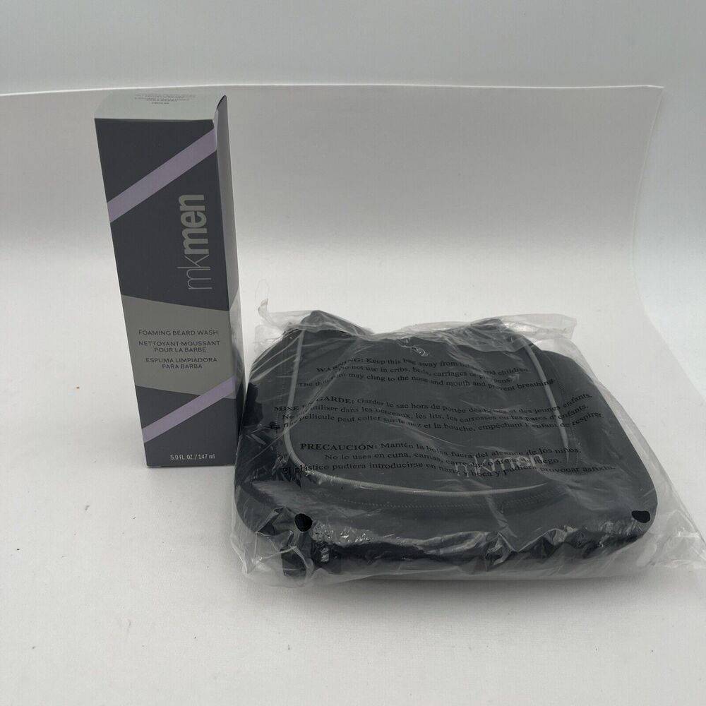 Mary Kay Mk Men FOAMING BEARD WASH Full Size 5 Oz Cleanser W/Toiletry Travel Bag